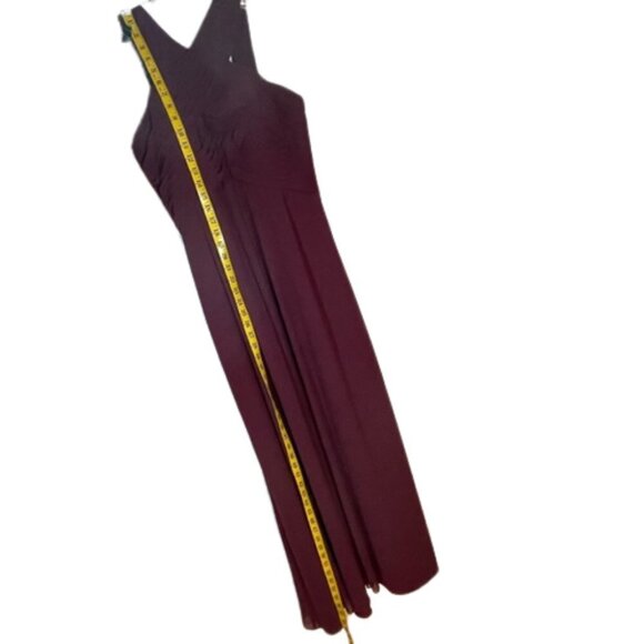 Bill Levkoff 7016 Pleated Bridesmaid Gown 12 Wine Modest long dress maxi - Picture 9 of 10